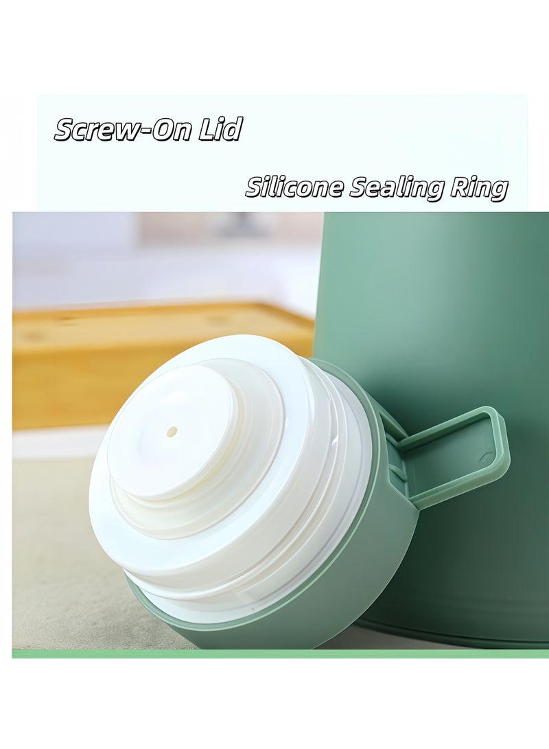 شو وو ترمس، سعة 1000 مل، بست طبقات لحفظ الحرارة، إبريق قهوة بتفريغ الهواء، غلاية ماء بمقبض خشبي، ترمس معزول لحفظ الشاي والقهوة، يحافظ على المشروبات ساخنة وباردة لمدة 6-12 ساعة، زجاجة ماء ساخن مبطنة بعازل زجاجي بتفريغ الهواء، مناسبة للعائلات والمكاتب والمسافرين وكبار السن لتحضير الشاي والقهوة (أبيض، 1000 مل) - Image 5